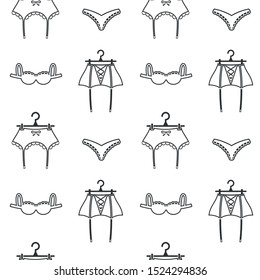 Seamless pattern with underwear on white background. Vector