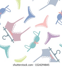 Seamless pattern with underwear on white background. Vector