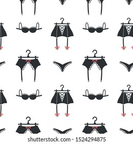 Seamless pattern with underwear on white background. Vector