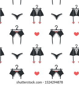 Seamless pattern with underwear on white background. Vector