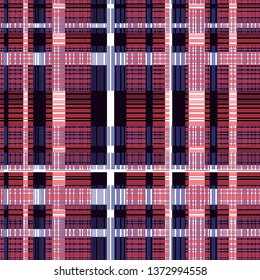 Seamless pattern. Uneven cage. For a subtle touch. Bright contrast color. Black background. Layered vector file.