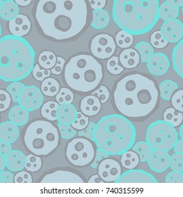 Seamless pattern. Uneven circles with holes. Funny camouflage.