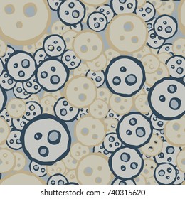 Seamless pattern. Uneven circles with holes. Funny camouflage.