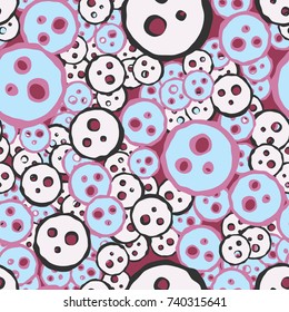 Seamless pattern. Uneven circles with holes. Funny camouflage.