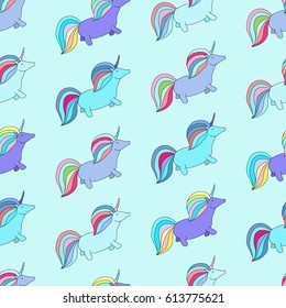 Seamless pattern with unicorn. Fantasy wallpaper. Cute magic background