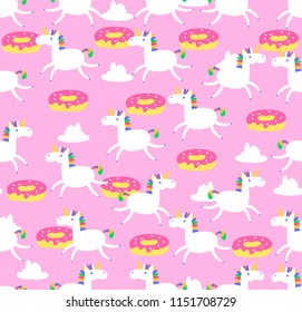 seamless pattern unicorn on pink background