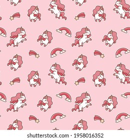 seamless pattern unicorn with pink background