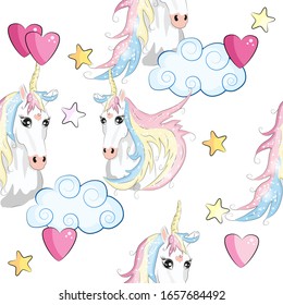 Patrón sin soldadura con silueta de unicornio. Un bonito fondo mágico. Papel tapiz de fantasía