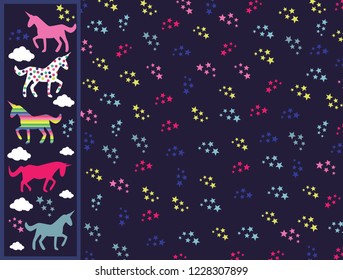 Seamless pattern with unicorn silhouettes colors. Vector illustration