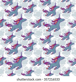 Seamless pattern with a unicorn for your design