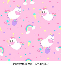 Seamless pattern with unicorns