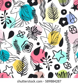 Seamless pattern with unicorns.