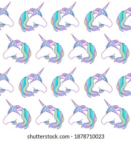 Seamless pattern with unicorns. Baby background.