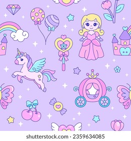 Diseño de fondo de fondo de fondo de fondo de papel pintado de princesa y unicornio