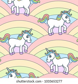 Seamless pattern with unicorns (vector)