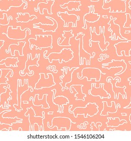 Seamless pattern with unique and cute animals,
