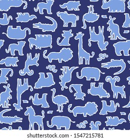 Seamless pattern with unique and cute animals