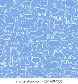Seamless pattern with unique and cute animals,