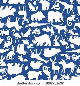 Seamless pattern with unique and cute animals,