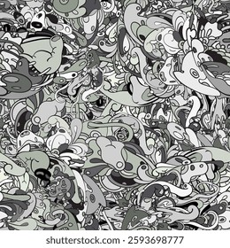 seamless pattern unique doodle psychedelic art background