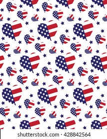 seamless pattern United States vector flag in heart