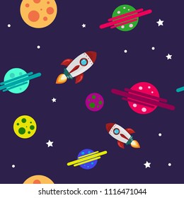 Seamless pattern of universe. vector illustration.