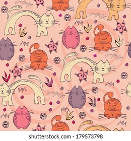 seamless pattern with unusual cats