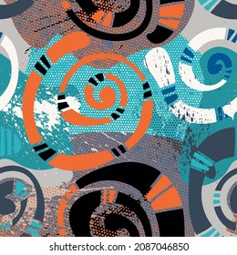 Seamless pattern with unusual decorative circle pattern 