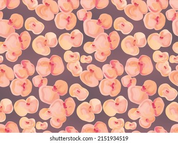 Seamless pattern, unusual floral print with pink milkweed flowers on a gradient surface. Eye-catching botanical background design. Vector illustration.