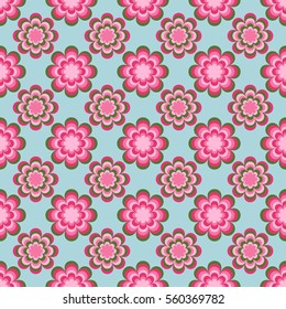 seamless pattern, unusual flowers on a blue background, vector illustration 