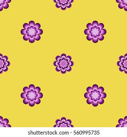 seamless pattern, unusual flowers on a yellow background, vector illustration