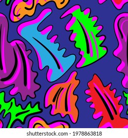 Seamless pattern with unusual nature leave motifs