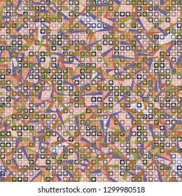 Seamless pattern. The upper layer consists of five-pointed stars inscribed in squares, of different transparency.
The background consists of fragments forming a marble pattern. Editable.