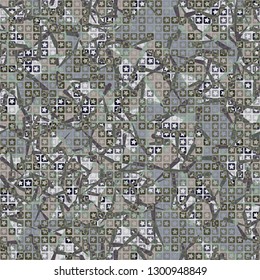 Seamless pattern. The upper layer consists of five-pointed stars inscribed in squares, of different transparency.
Background consists of needles and stains. Editable.
