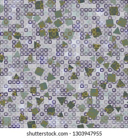 Seamless pattern. The upper layer consists of five-pointed stars inscribed in squares, of different transparency.
The background consists of a placer of triangles and squares. Editable.