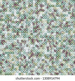 Seamless pattern. The upper layer consists of five-pointed stars inscribed in squares, of different transparency.
Background consisting of chaos of small acute-angled elements. Editable.