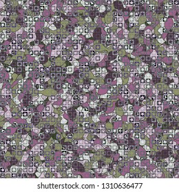 Seamless pattern. The upper layer consists of five-pointed stars inscribed in squares, of different transparency.
The background consists of scattered dumbbell-shaped figures.