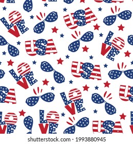 Seamless pattern for US Independence Day 4th of July.