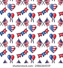 Seamless pattern for USA Independence Day Background
