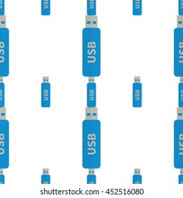 Seamless pattern of USB blue-gray color. Vector EPS 10.