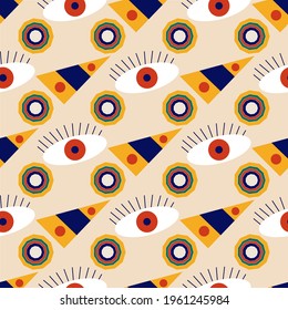 Seamless pattern for use in packaging in an abstract style with an Egyptian motif