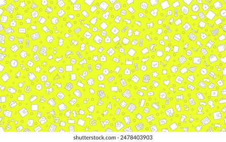 Seamless pattern user interface, Essentials element on yellow background