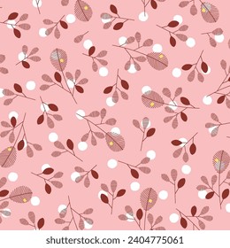 Seamless pattern using abstract and impressively drawn plants,