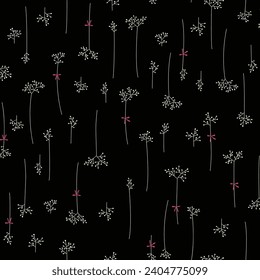 Seamless pattern using abstract and impressively drawn plants,