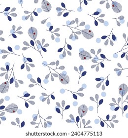 Seamless pattern using abstract and impressively drawn plants,