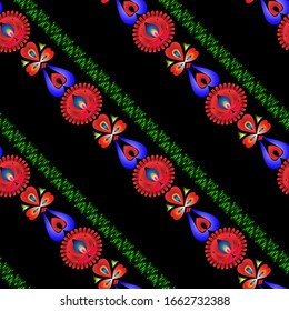 Seamless pattern using oblique hungarian national patterns.