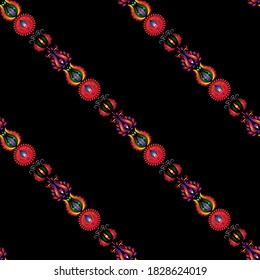 Seamless pattern using oblique hungarian national patterns.