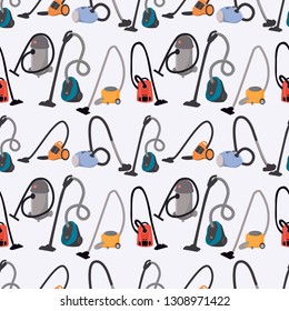 seamless pattern with vacuum cleaner