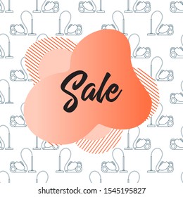 Seamless pattern Vacuum cleaner, inscription Sale 50, 20 percent price reduction advert. Black Friday, Cyber Monday background. Purchase. Discount promo layout. Design for website, poster, print