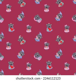 Patrón sin problemas con osos de San Valentín. Diseño para tela, textil, papel pintado, empaque, papel envasado.	
